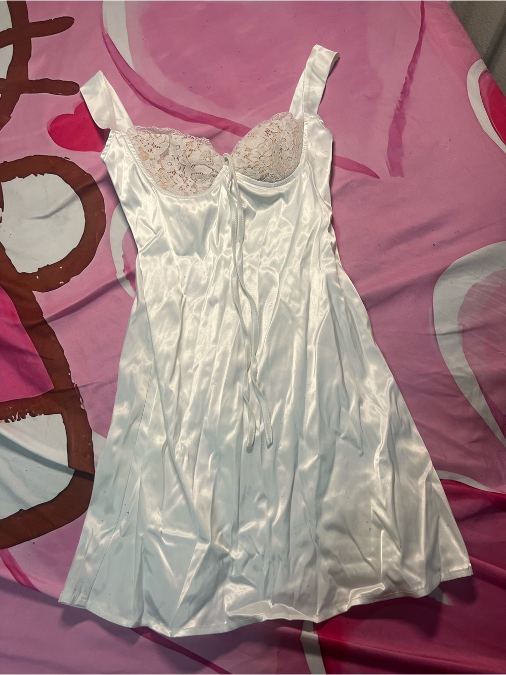 White Satin Lace-Trim Chemise - Women's Intimates